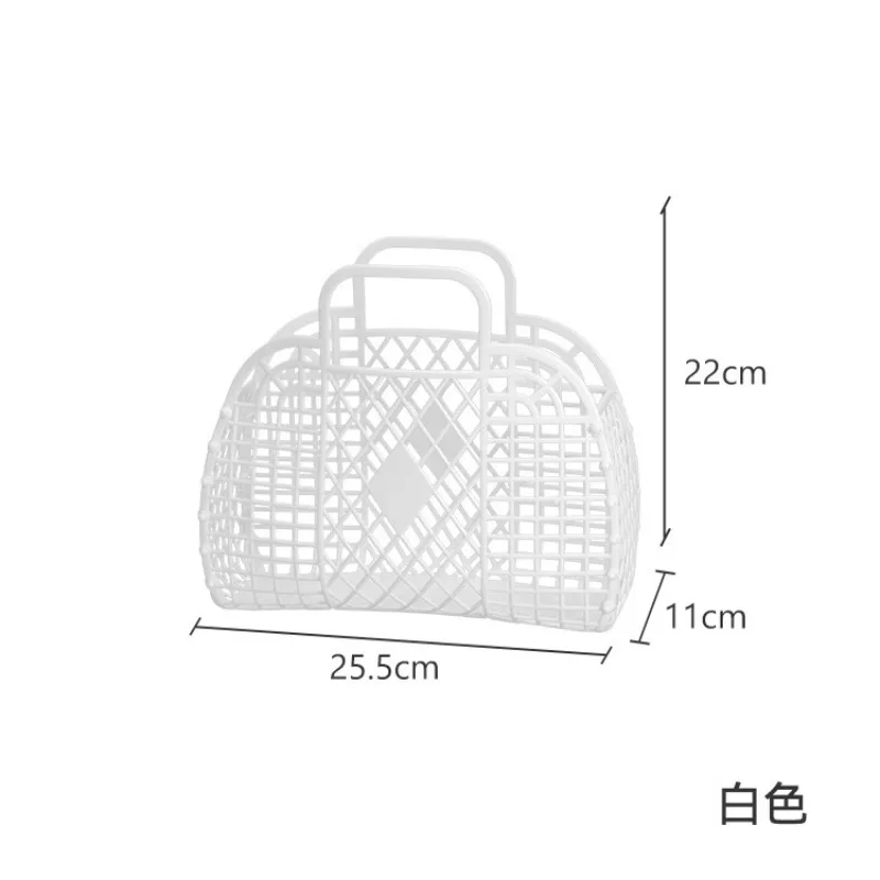 탈부착 가능한 샤워 바구니 플라스틱 목욕 젤리백 욕실용 속이 빈 세척 보관 바구니 쇼핑 홈 스토리지 여름 해변 핸드백 썸네일 4