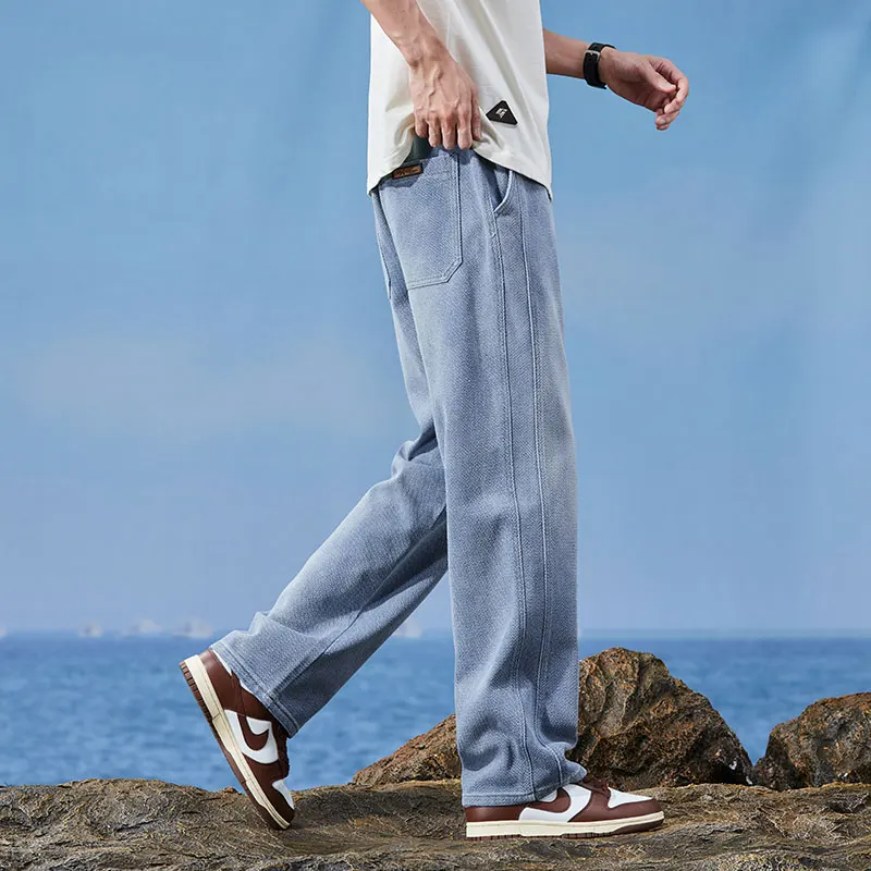 Men Summer Fashion High Quality Lyocell Fabric Jeans Men Elastic Waist Casual Denim Pants Baggy Trousers Male Oversized M-4XL - view 3
