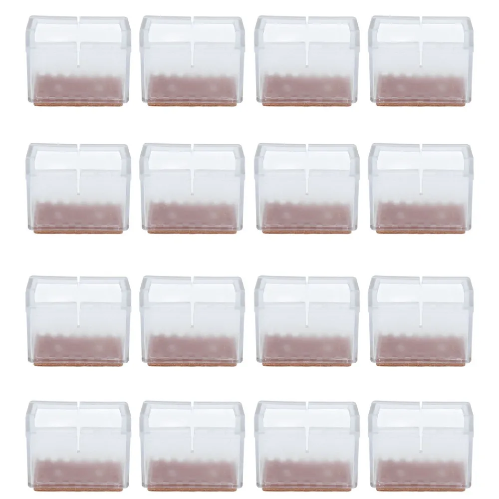 16 Pcs Mute Rectangle Chair Leg Caps Elastic Fit Anti Scratch Chair Leg Protectors Furniture Leg Covers Indoor