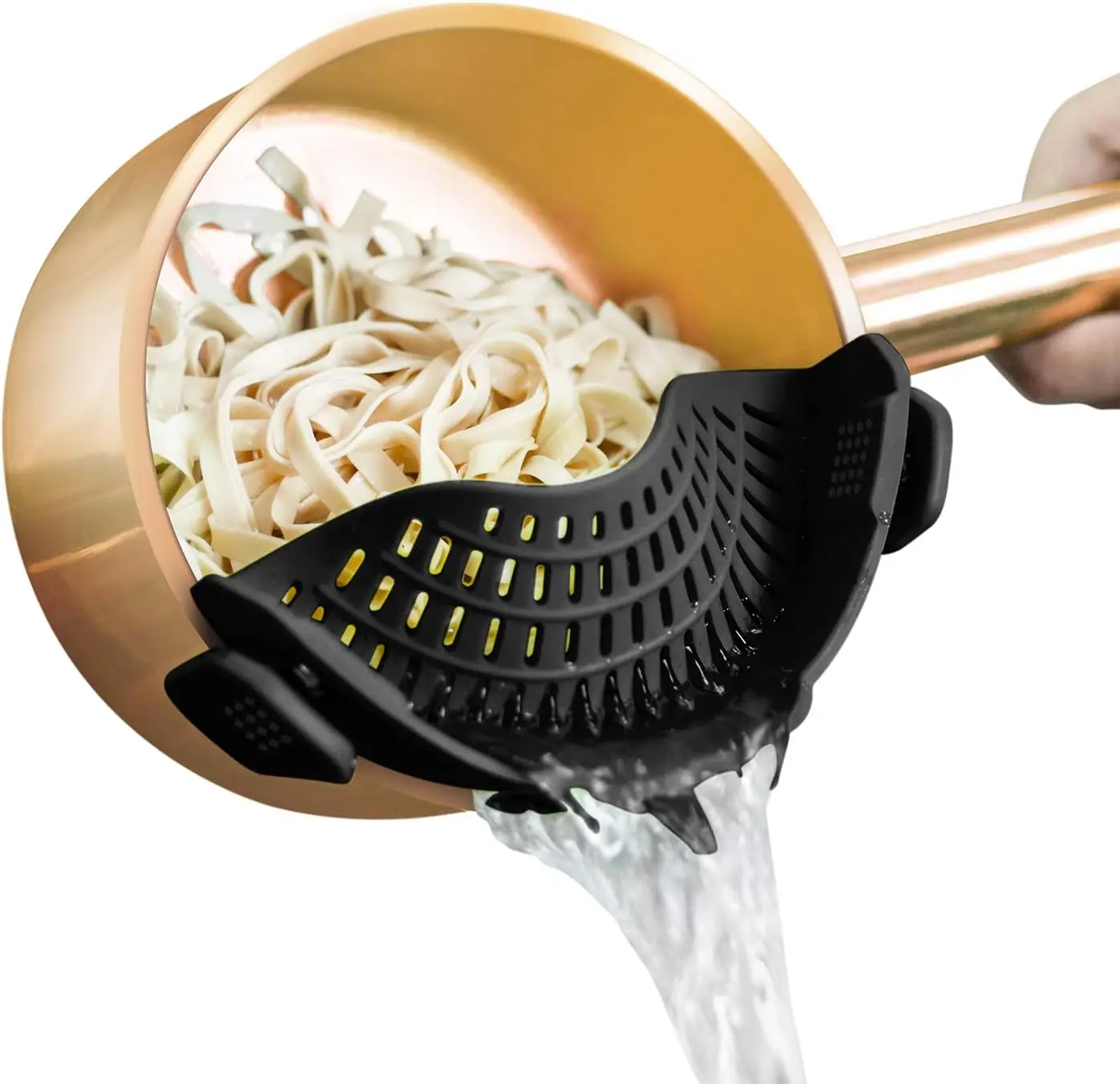 

Clip-On Silicone Strainer for Pots, Pans, Pasta, Meat, Vegetables, Fruit