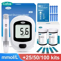 Cofoe Yice medidor de glucosa en sangre tiras reactivas lancetas glucómetro monitor de azúcar en sangre para probador de diabetes dispositivo de salud glucómetro