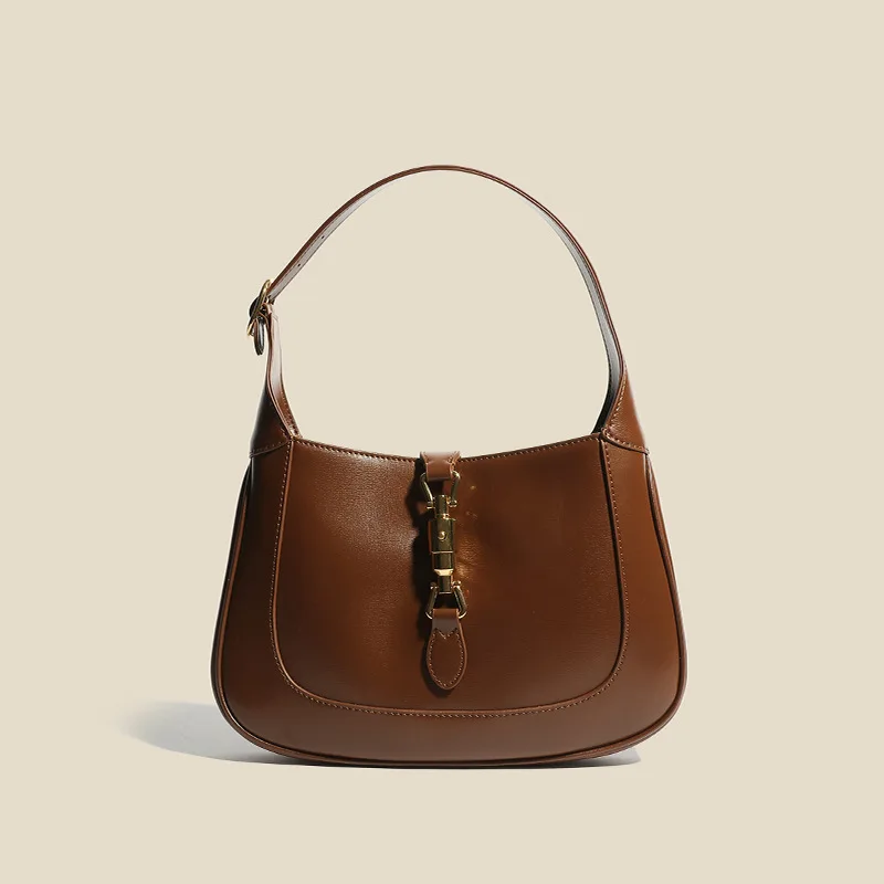 

French Style Women Vintage Underarm Bag Elegant Ladies Cow Split Leather Shoulder Bag Casual Totes Handbag Strap Crossbody Bags
