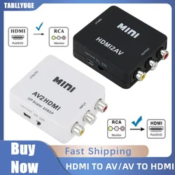 HDMI-compatible to RCA Converter Adapter AV/CVBS L/R Audio Video Set Top Box Up Scaler 1080P MINI AV2HD Support NTSC PAL Output