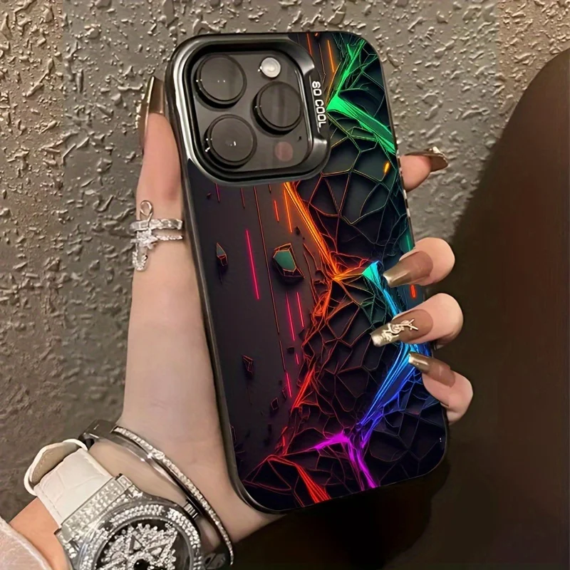 

Colorful crack creative design phone case for iPhone 16 15 14 13 12 11 Pro/ Max/Plus shock-proof rear cover anti-fingerprint