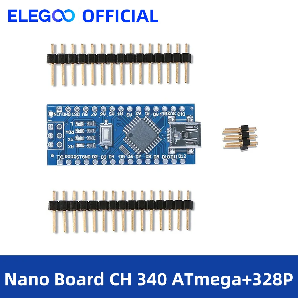 

Плата ELEGOO Nano CH 340/ATmega + 328P без USB-кабеля, совместима с Arduino Nano V3.0 (Nano x 3 без кабеля)