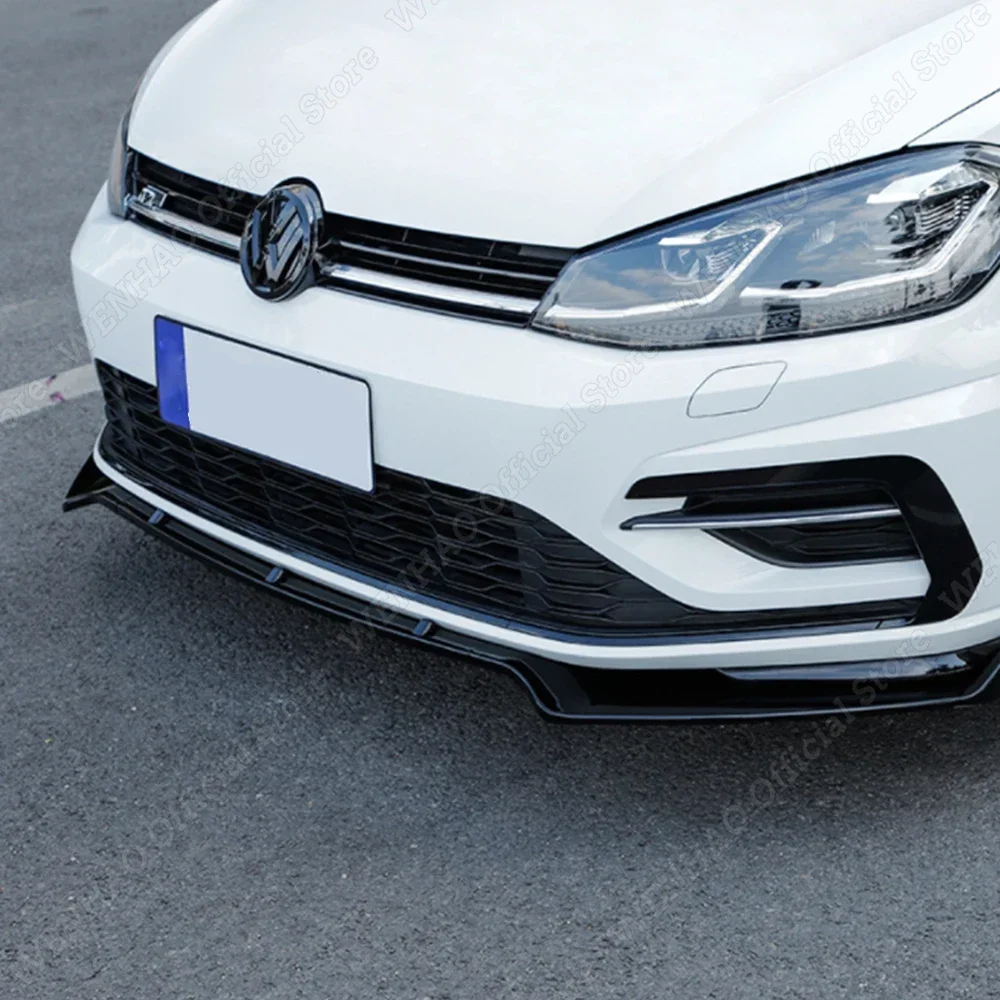 

For VW Golf 7 7.5 MK7 MK7.5 GTI GTD R R-LINE Front Bumper Lip Side Splitter Canrds Custom Body Kit 2014-2020 Gloss Black Tuning