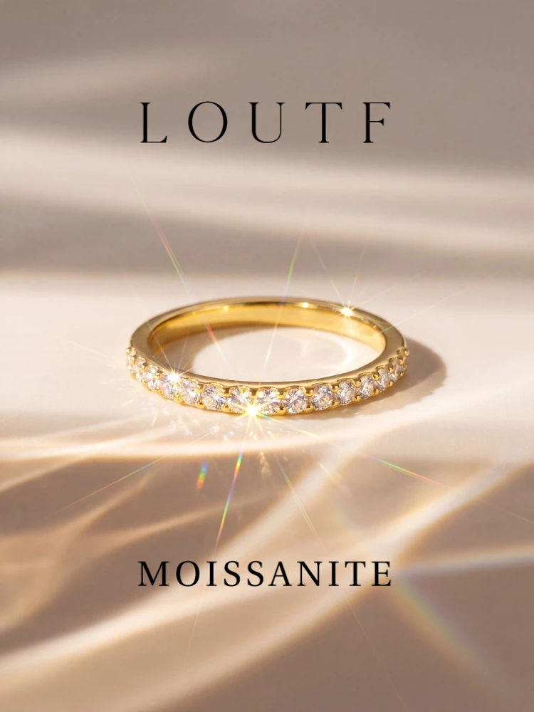 Exquisiter Echter Moissanit-Ring Passender Hochzeits-Diamant-Band für Damen 925 Silber Plattiert Einzelring Schmuck – Detail 1
