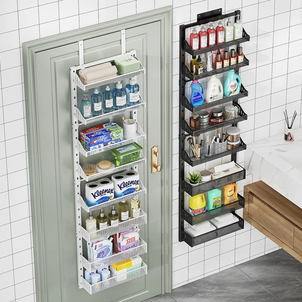 Eight Tier Over Door Storage Rack Carbon Steel Hanging Basket Organizer No Drill Black White Wire Or Wood Panel Shelves Bedroom