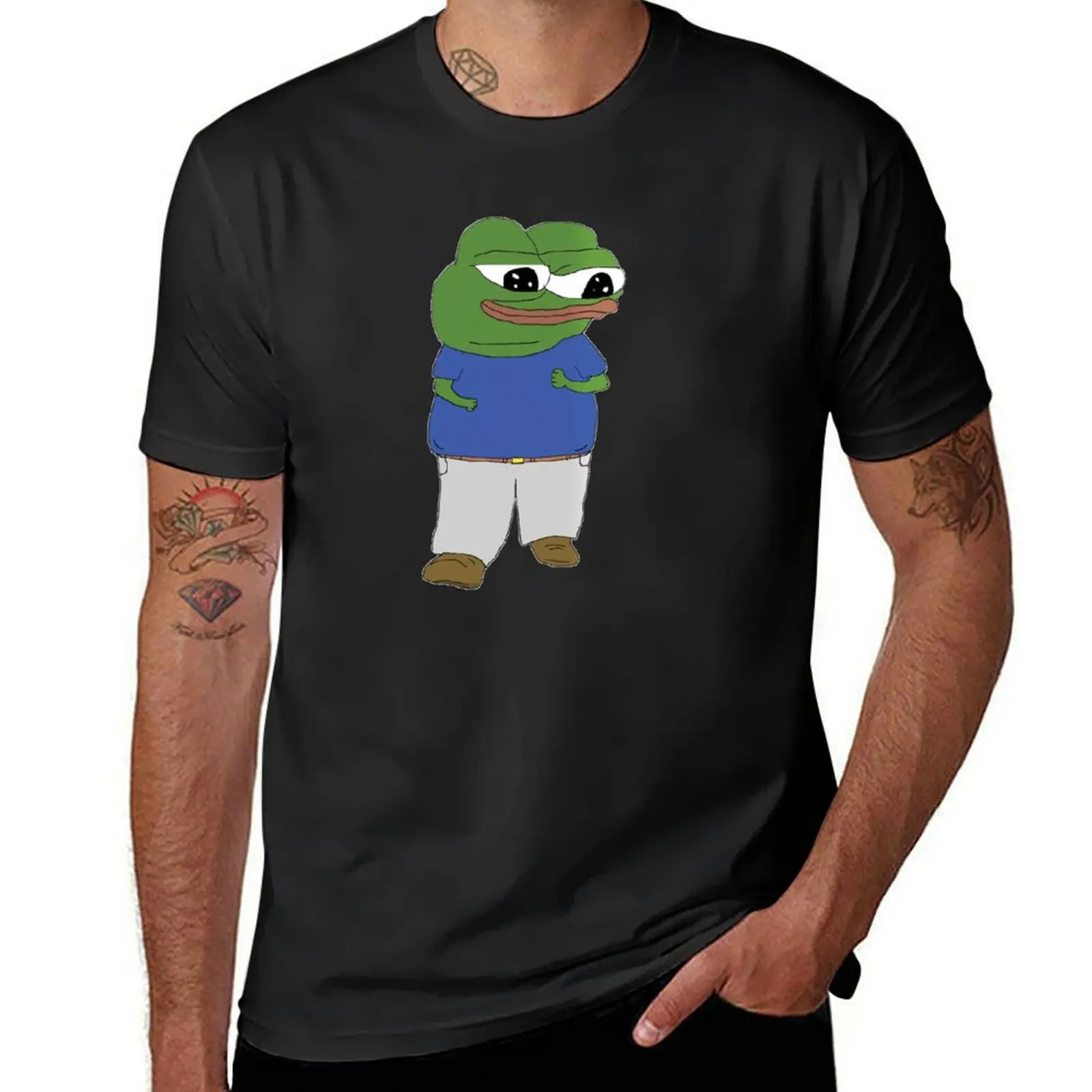 Happy Walking Pepe the frog helper Apu - Meme T-Shirt tees sports fans funnys mens graphic t-shirts hip hop