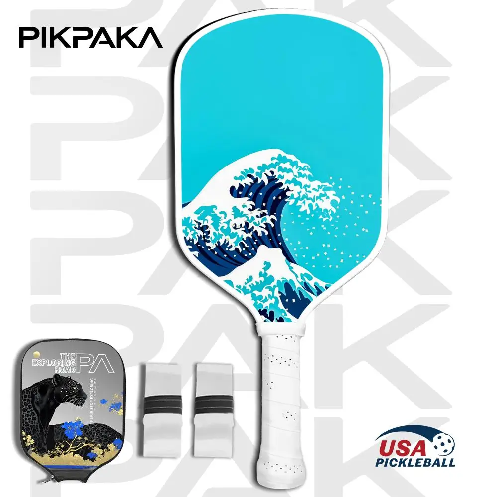 

Kanagawa Japan Pickleball Paddle Set USAPA Approved T700 Carbon Fiber Unibody Thermoformed with 16MM Honeycomb Core Power&Spin