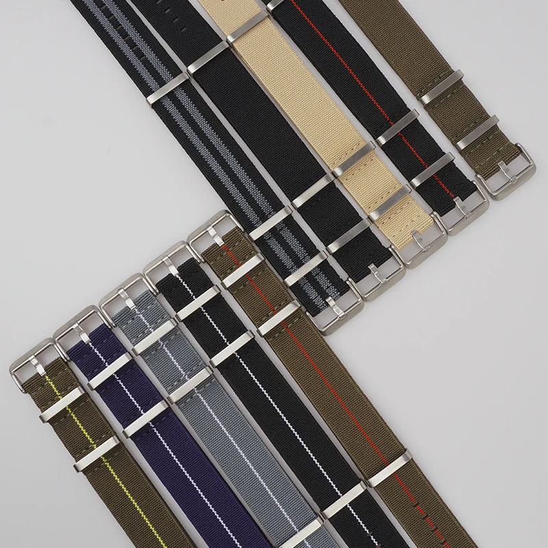 Washable Elastic Nylon Watchband For Seiko 60s French Troops Parachute Bag Nato Strap 18mm 20mm 22mm Outdoor waterproof bracelet