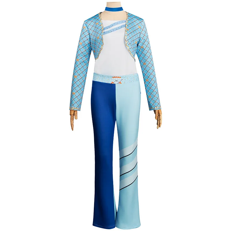 Princess Chloe Blue Suit Charming Movie Descendants Cosplay Costume Women Blue Jacket Pants Set Halloween Carnival Party Outfit