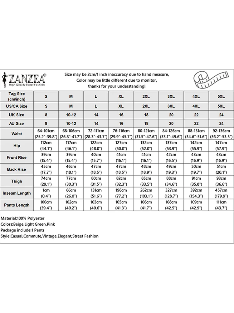 ZANZEA-calças finas e largas para mulheres, calças soltas casuais, calças compridas diárias, calças largas com elástico na cintura alta, calças quentes, verão, 2024