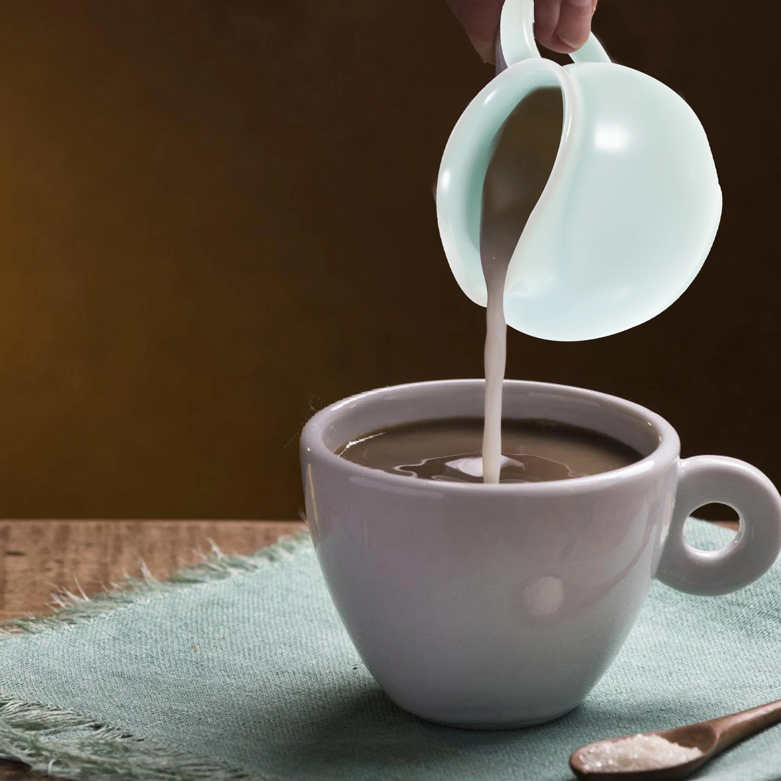 

Mini Ceramic Milk Jug for Coffee Creamer Syrup Sauce Hot Butter Serving Pitcher with Precision Spout Gravy Boat for Kitchen