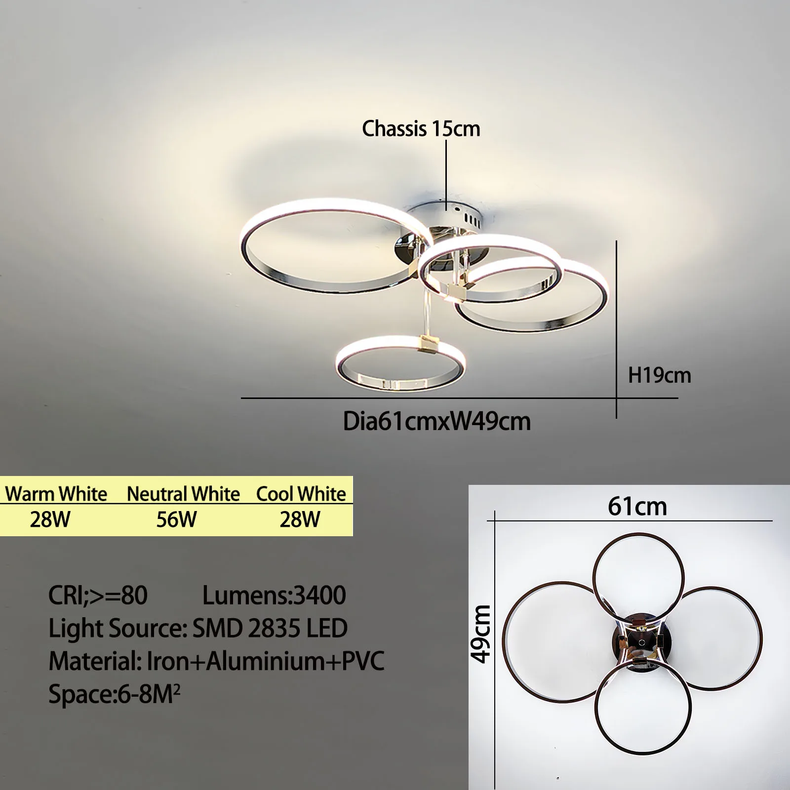 Moderne LED-plafondkroonluchter voor woonkamer, slaapkamer, ronde dimbare plafondlamp, goud/chroom/zwart slaapkamer plafondlamp