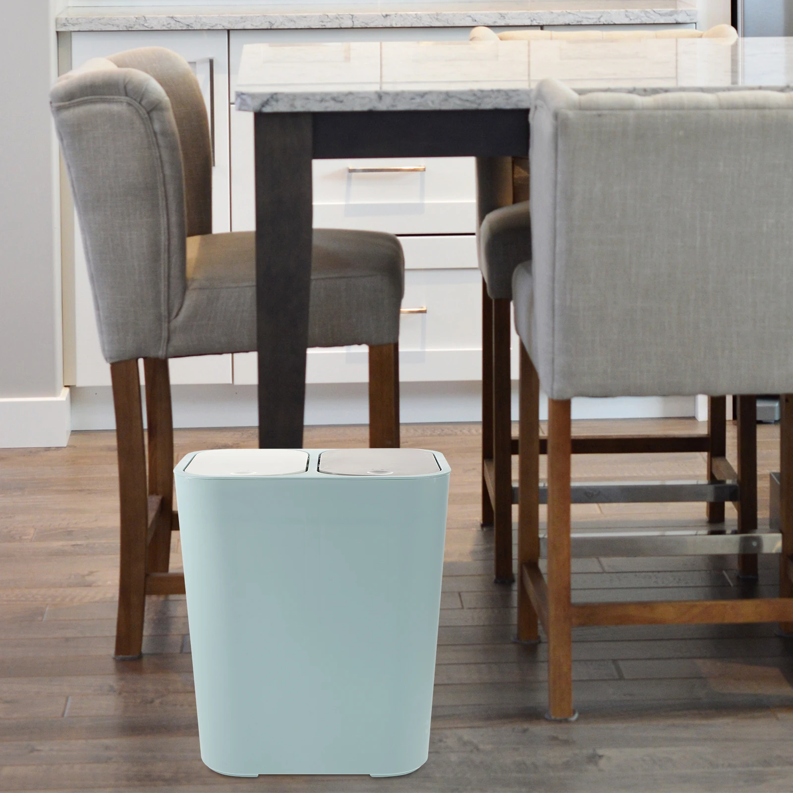 

Dry Wet Sorting Trash Can Lid Kitchen Bathroom Home Office PP Blue Garbage Bin Waste Container Reusable Long Term Use