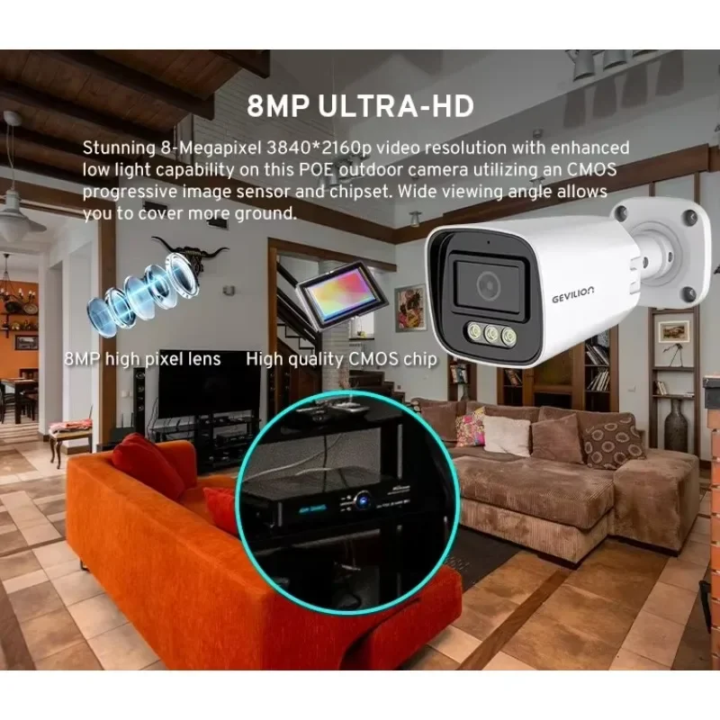 4K 8 قناة 8mp نظام الأمن في الهواء الطلق اتجاهين الصوت كامل اللون للرؤية الليلية Poe Nvr عدة Cctv Ip نظام كاميرا المراقبة