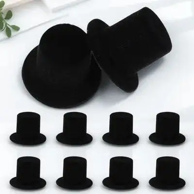 

20Pcs Mini Tops Hat Small Resin Flocking Formal Cap for Crafting 0.94x0.67 Inch Mini Hats Decoration for Party Favors DIY