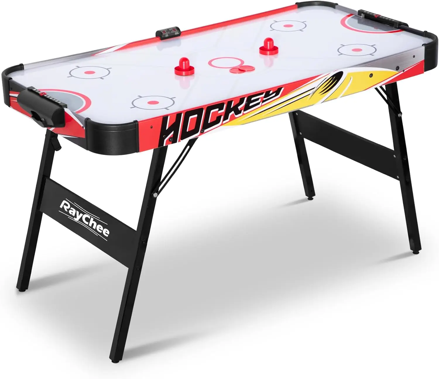 58in Folding Air Hockey Table, LED Electronic Scoring Sports Hockey Game, Hockey Table Gaming Set w/2 Pucks, 2 Pushers, Powerful