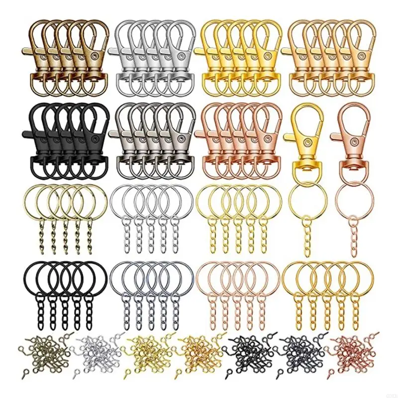 Q0KE 350Pcs for Key Chain Rings Screw Eye Pins Jump Ring Split for Key Chain Ring