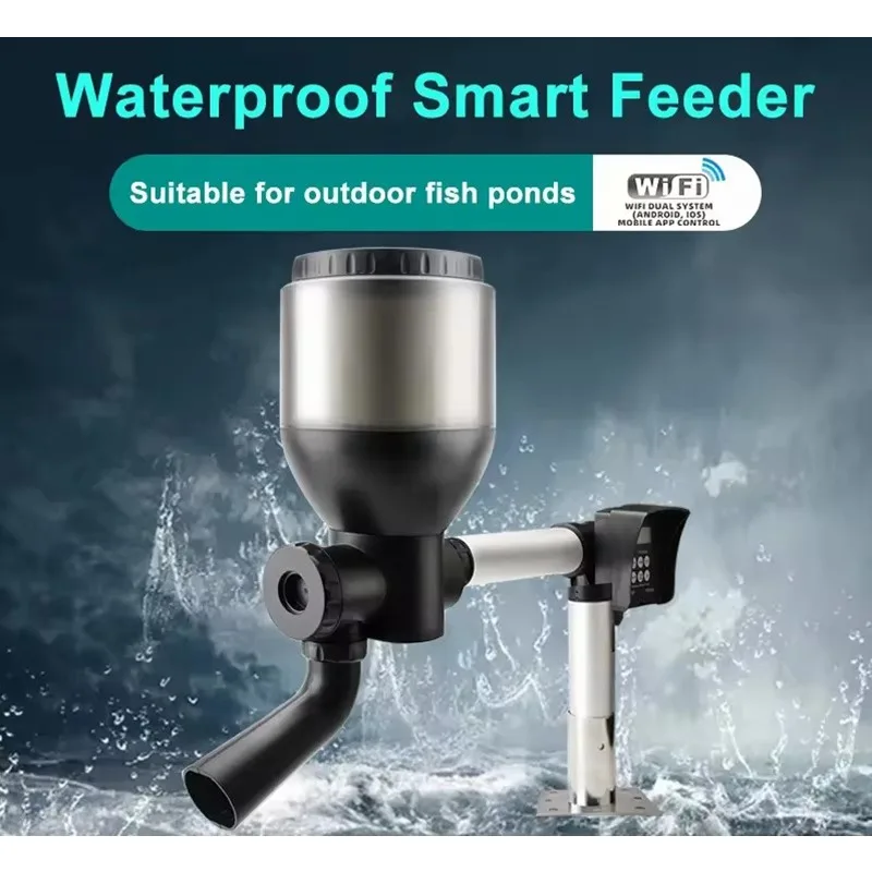 Automatic Fish Feeder Aquarium WIFI Manual Control Timed Ration Feeding High Capacity FD40 FD50 FD85 Fish Tank Pool