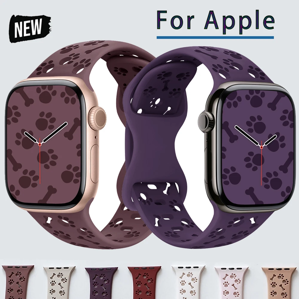 Dog Paw Silicone Strap for Apple Watch Band 49mm 46 45mm 44mm 41 40 38mm Correa Bracelet Series 11 10 9 8 7 6 5 4 3 SE Ultra3 2