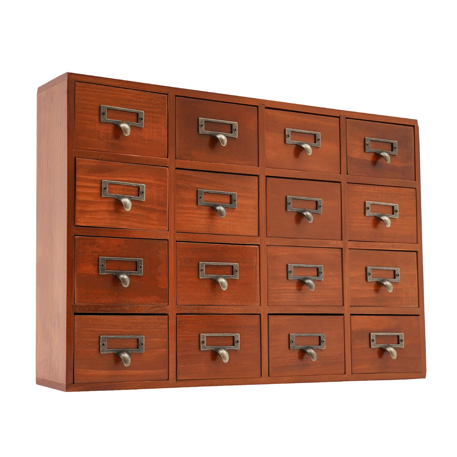 

16 Compartment Drawer Organizer Adopts, Retro Style Pine Wood Storage Cabinet, Stackable Sundries Large Capacity Storage Drawer