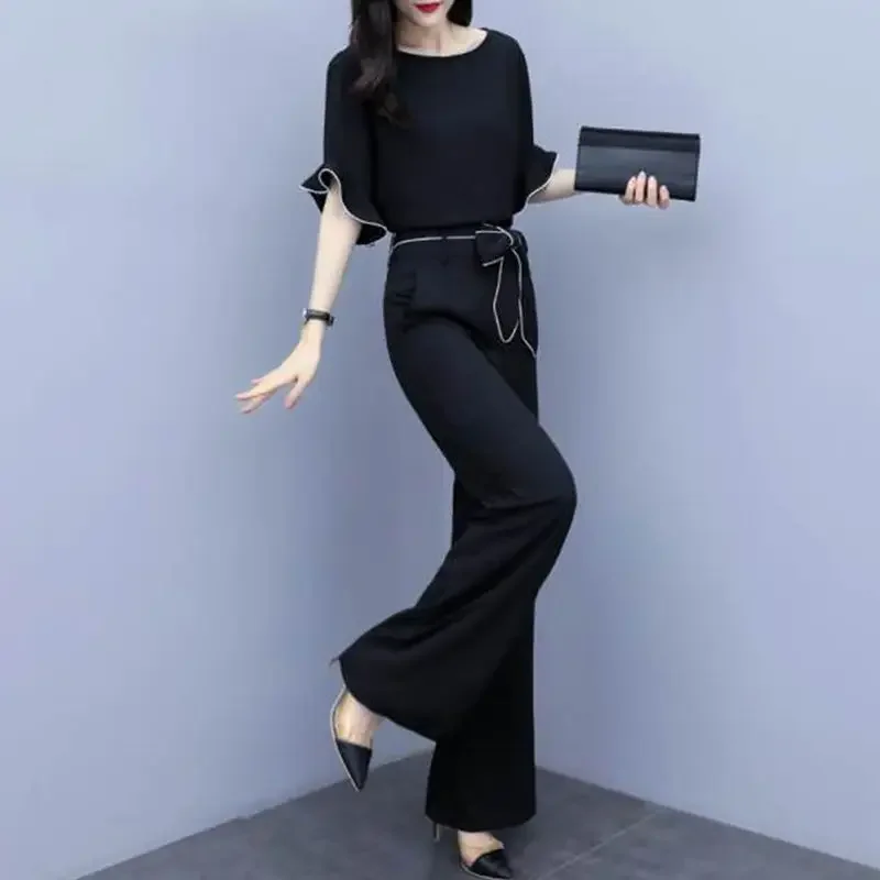 

Office Ladies Trouser Wear To Work Professional Clothes Top and Bottom Outfit Cheap Luxury Aesthetic Women's Pants Two Piece Set