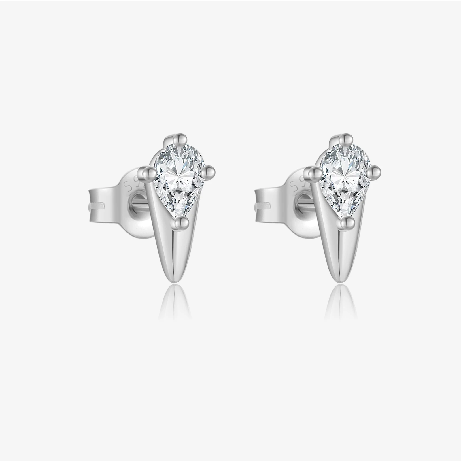 VEWANT Women 925 Sterling Silver Gold Pear Shape Zircon CZ Stud Earring Tiny Exquisite Crystal Rock Punk Fine Party Jewelry