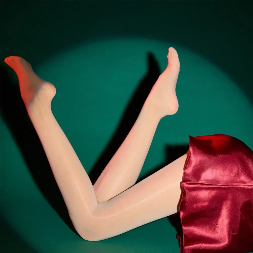 Collants transparents brillants à l'huile pour femmes, collants Sexy à entrejambe ouvert, bas Anti-crochet lisses et brillants, chaussettes de fête