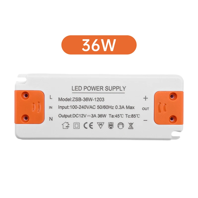 LED Driver Power Supply 12W 18W 24W 36W AC 110V 220V 12V 1A -3A  Power Supply Control Lighting Transformers For LED Light Strip