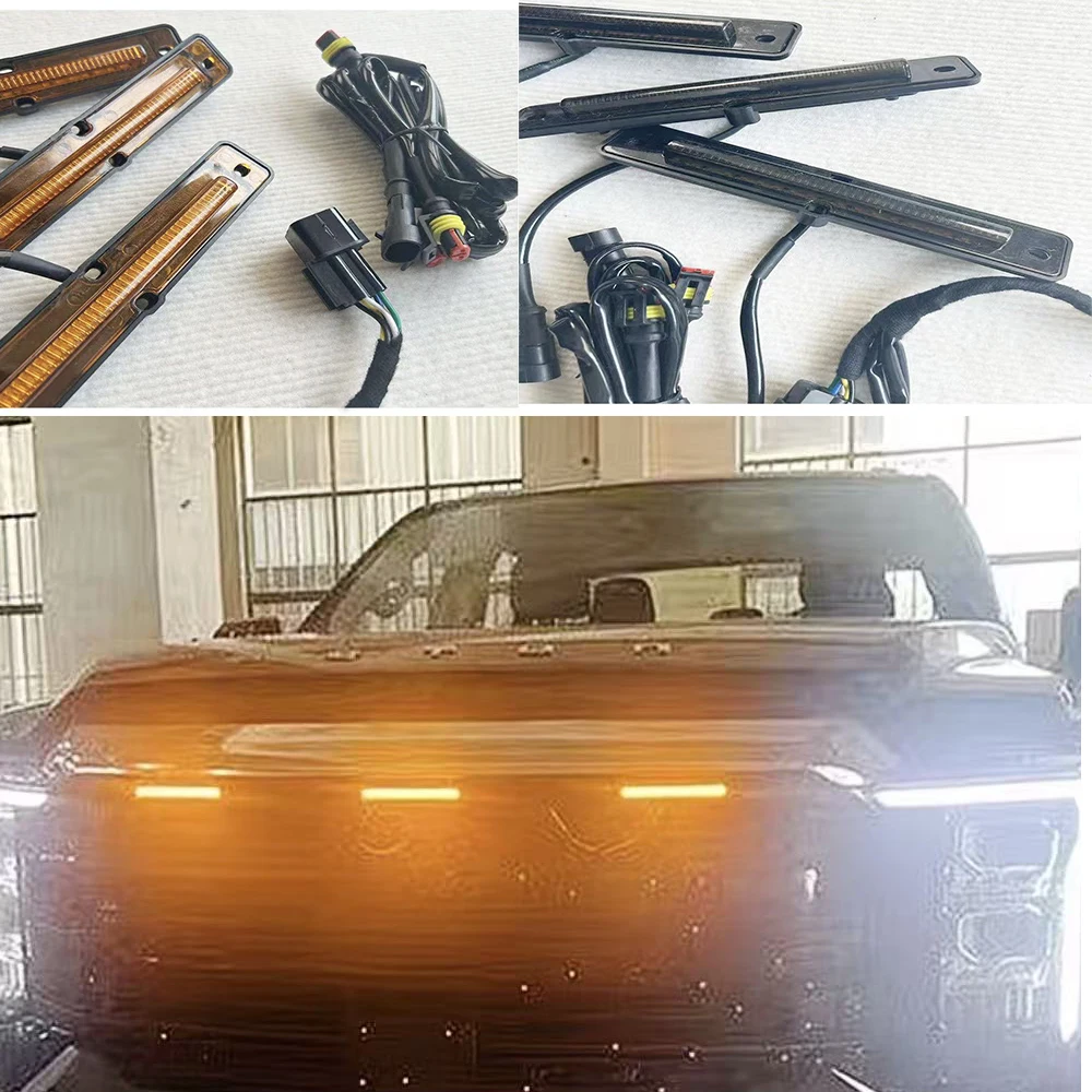 YELLOW LIGHT 3PCS/SET PLUG PLAY Fit FOTON TUNLAND V7 TUNLAND V9 Pickup Front Grille LED Lamp Refit Great Wall Styling