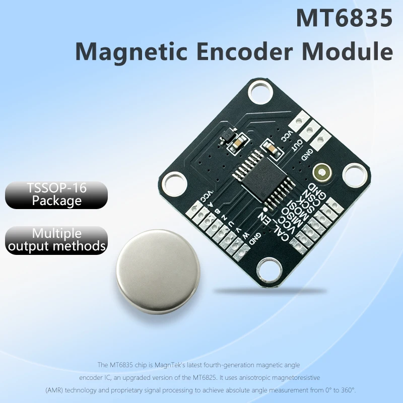 MT6835 21Bit Absolute Magnetic Angle Encoder Module Multi Output SPI PWM ABZ UVW Max 25000RPM With Magnet For AS50 Series