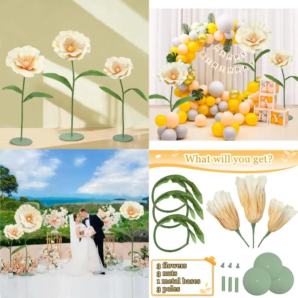 

Large Champagne 5.77FT 3D Paper Artificial Flowers for Weddings, Birthdays, Outdoor Banquets, and Parties