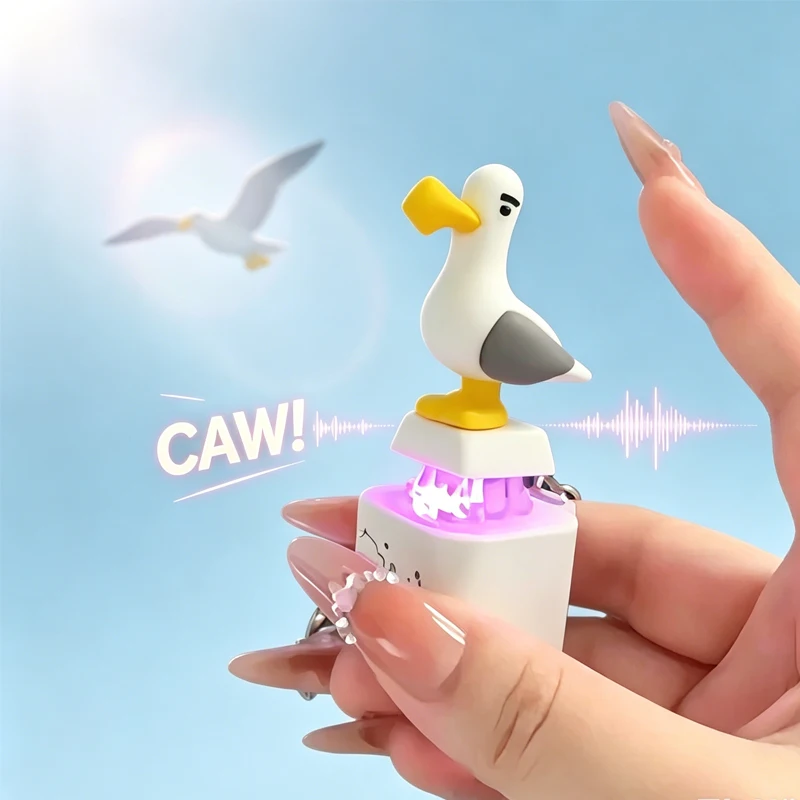 In Stock /;New Mine/; Bird Voice Keys Luminous Electronic Pendant Keyboard Decompression Sound Little Seagull Creative Keychain