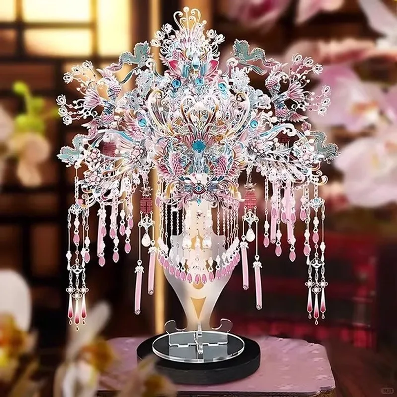 3D Metal Puzzle Chinese Phoenix Crown Diy Handmade Assembly Model New Wedding Gift For Adults F72230Y