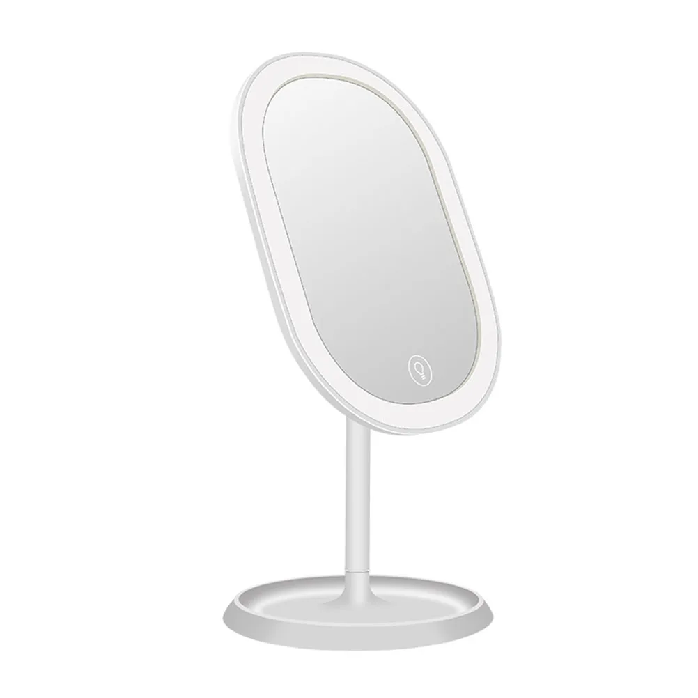 

LED Makeup Rotating Adjustable Tricolor Touch Screen Adjustable Mirror For Desktop Mirror Storage Tray Folded St