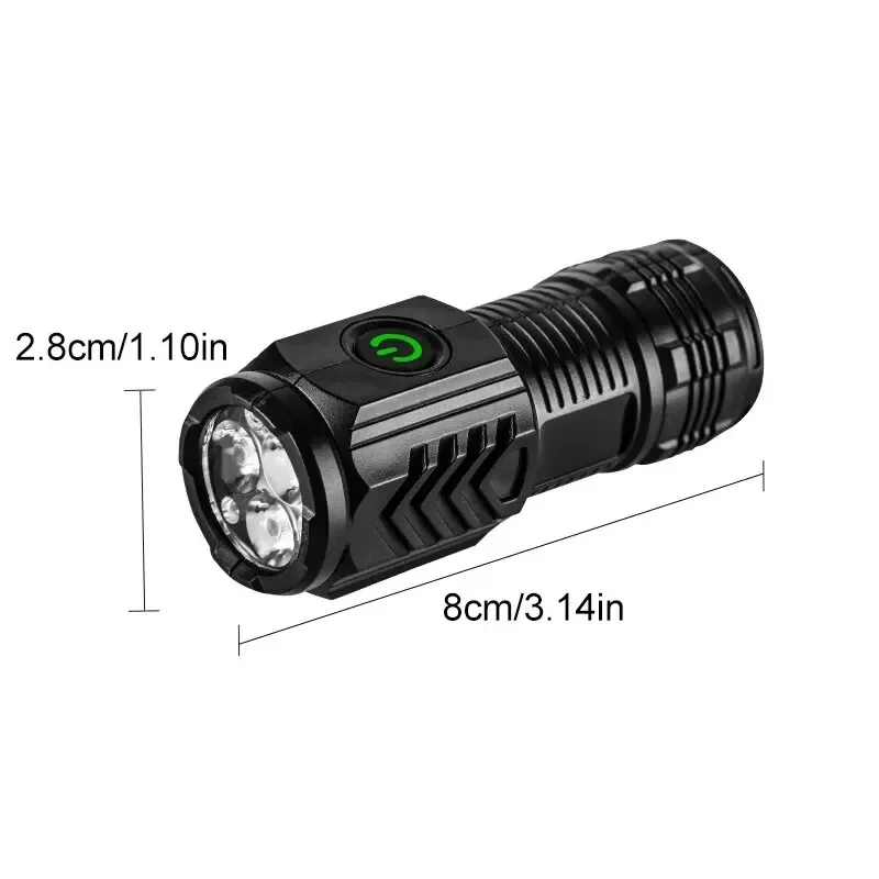 New Ultra Powerful Flashlight 3 Core LED Mini Tactical Flashlight USB Rechargeable High Power LED Torch with Pen Clip Hand Lamp