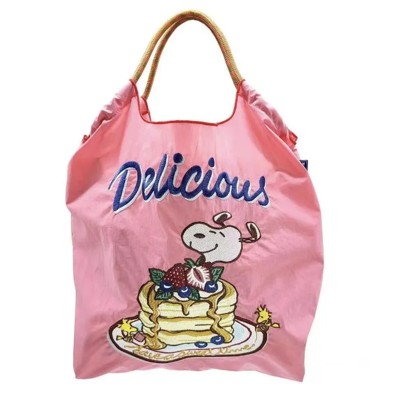 Embroidered Snoopy Nylon Shopping Bag Snoopy Cake Cartoon Waterproof Hand in Hand Bag Hand-held Diagonal Shoulder Bag Gift