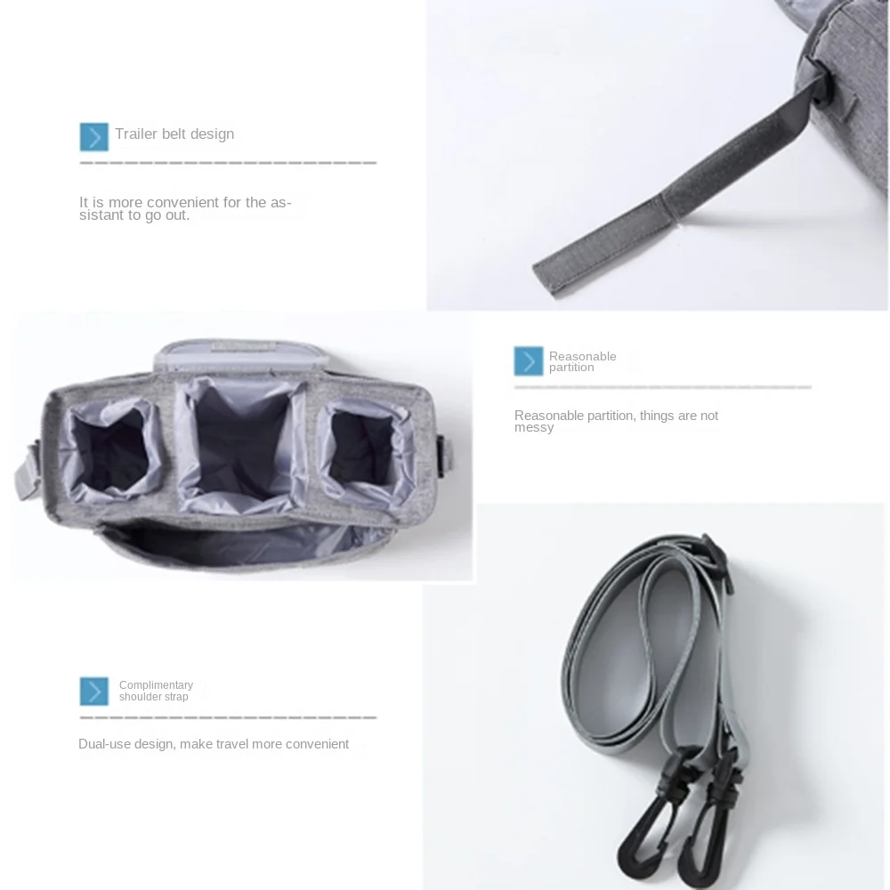 Bolsa multifuncional para cochecito de bebé, impermeable con múltiples bolsillos, bolsa colgante de toallitas húmedas, bolso para mamá para el cuidado del bebé