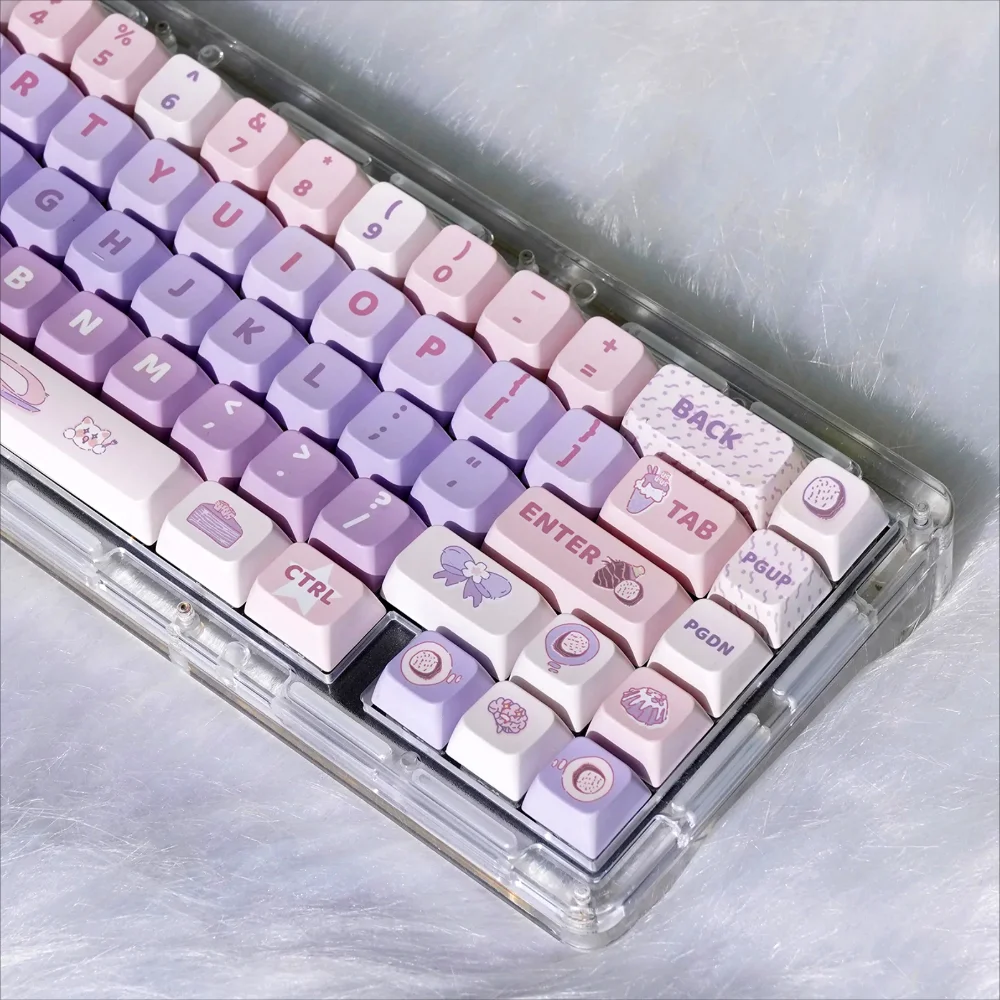 

MDA Taro Keycap Set PBT 126 Keys Girls Gift Purple Keycaps for 60/64/84/98/108 Gaming Mechanical Keyboard MX Switch