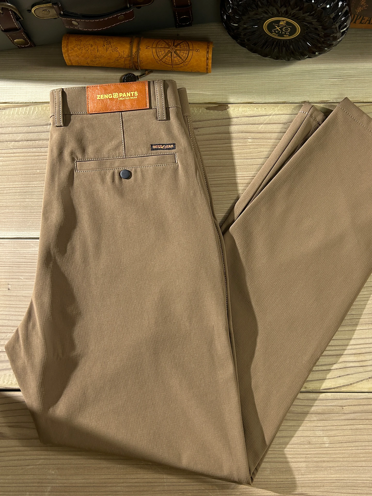 

Деловые повседневные брюки для мужчин среднего возраста, осенне-зимние, приталенные, прямого кроя, с эластичным поясом, длинные, цвет кофе