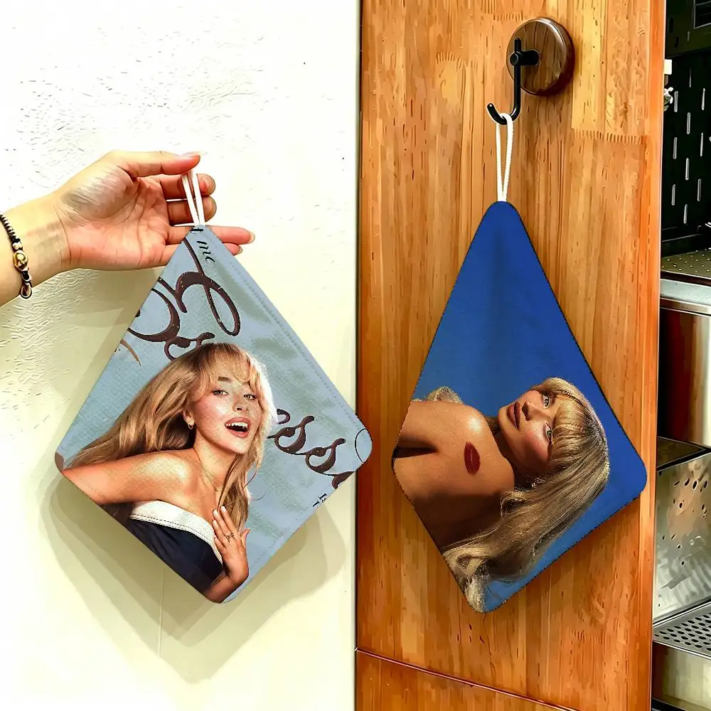 HOt Singer S-Sabrina Carpenter Hanging Kitchen Towel, Polyester Cotton Material, Multipurpose Hand Wiping Towel for Family