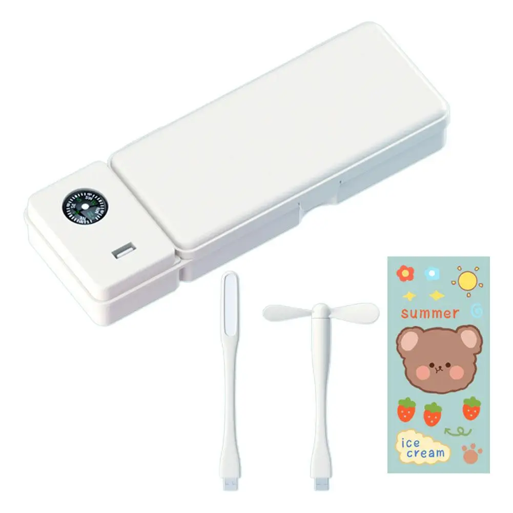 대용량 휴대용 다기능 문구 가방, 귀여운 연필 상자, 선풍기 램프, 충분한 수납 공간, Q5L1