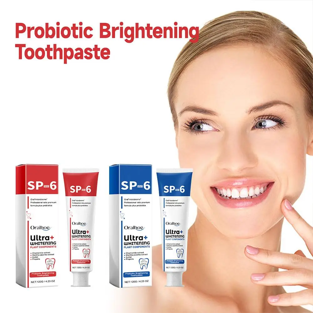 Dentifrice blanchissant probiotique SP-6 éclaircissant et détachant, dentifrice pour une haleine fraîche, élimination des taches, blanchiment des dents, éventuelles 4