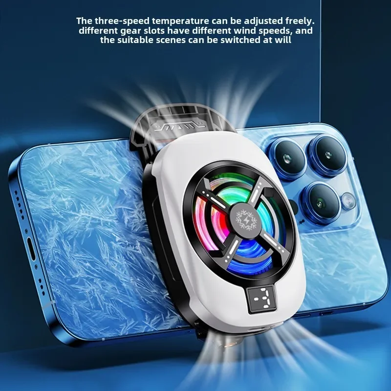 Mobile Phone Cooler Backclip Cool Fan Heat Sink Semiconductor Digital Display Cooling Radiator Game Cooler for IPhone Samsung