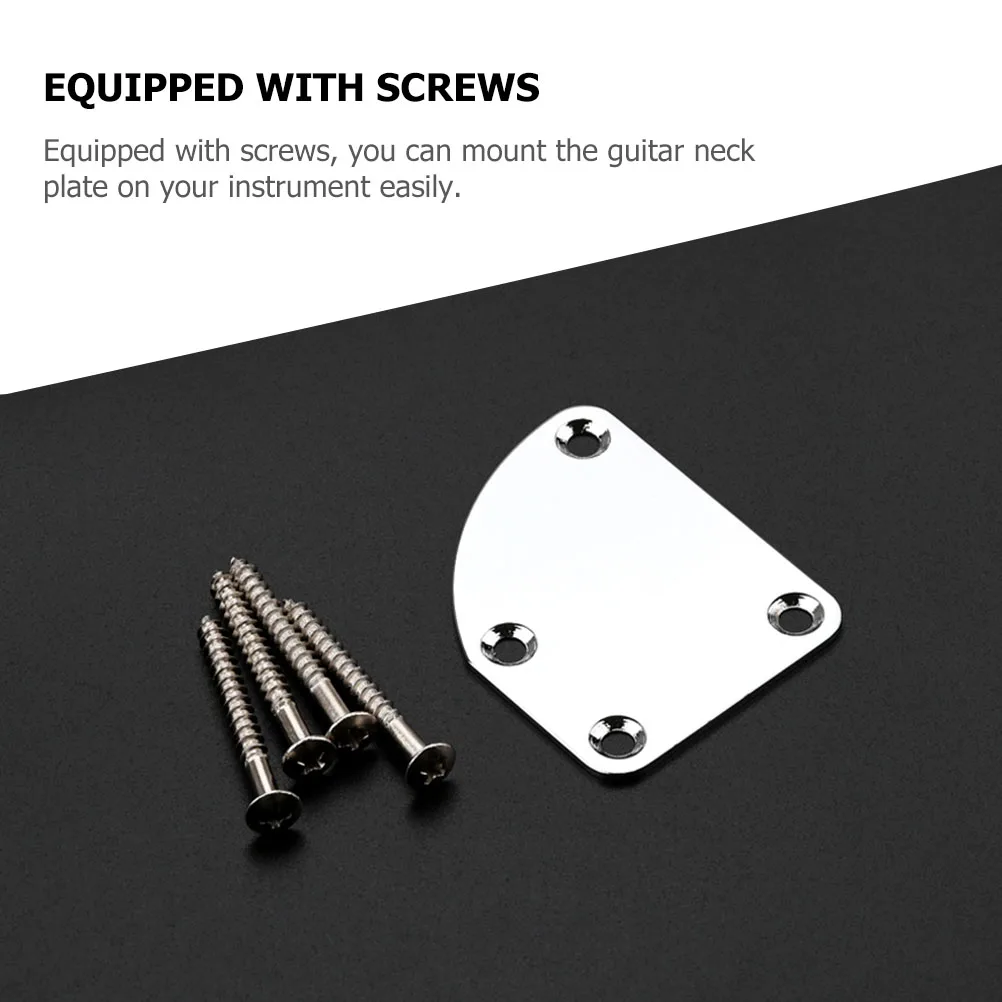 

1Set Guitar Neck Plate Replacement Durable Stainless Steel Electric Guitar Bass Mounting Screws Accessories Professional Neck