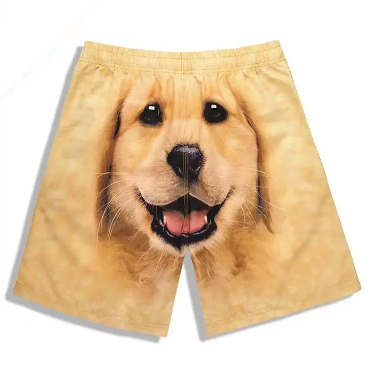 Pantalones cortos divertidos a la moda para perros y mascotas, pantalones cortos informales con estampado tridimensional 3D para hombres, pantalones cortos bonitos de verano con animales, pijamas para caminar en casa
