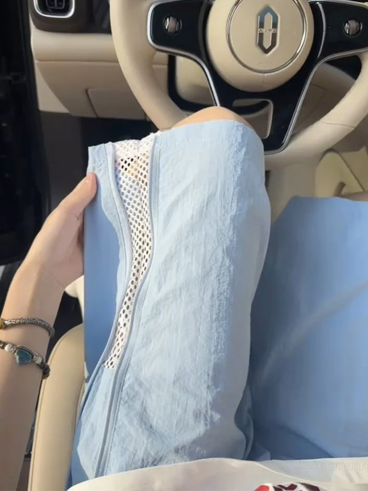 

Мужские летние шорты Blue Qui Dry с боковой молнией, из ледяного шелка, для активного отдыха, американские функциональные уличные шорты средней длины