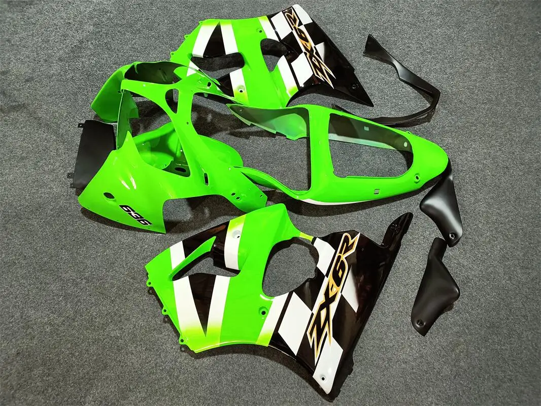 Plastic Fairings for Kawasaki ZX6r 2000 - 2002 Green Black Body Kits for Kawasaki ZX6r 2001 Fairing 636 ZX-6r 00